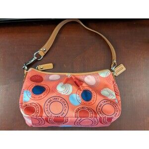 Coach Pink Polka Dot Pleated Bag With Top Handles Demi